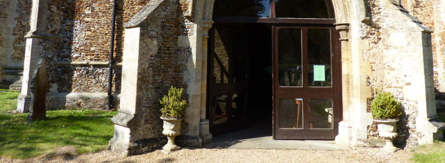 header image of church door open